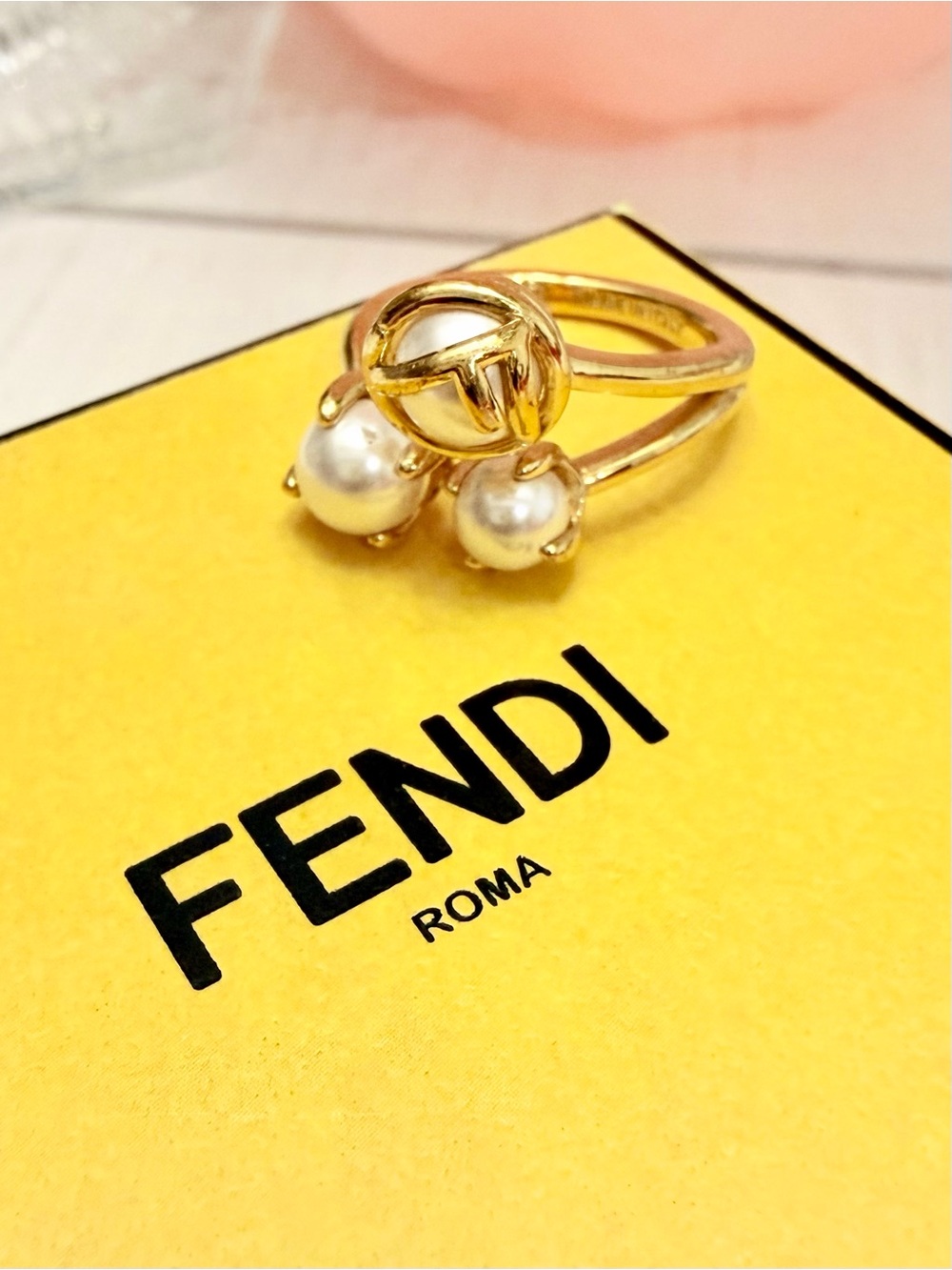 Fendi Gold Pearl Ring